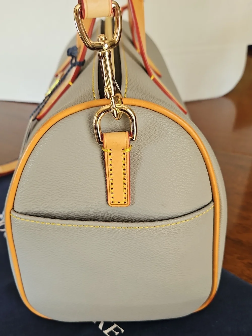 NWT Dooney & Bourke Smoke Grey Olivia Pebble Leather Satchel